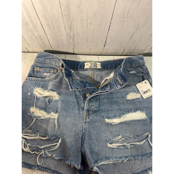 Free People Denim Distressed Cutoff Shorts High Rise Blue Size 28 - Picture 1 of 7